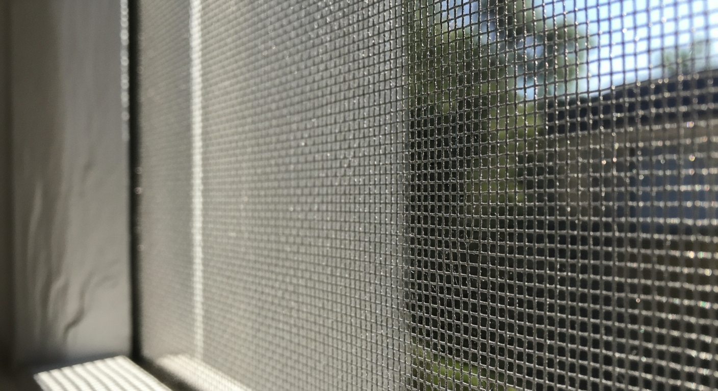 Clean fly screen mesh detail after professional service